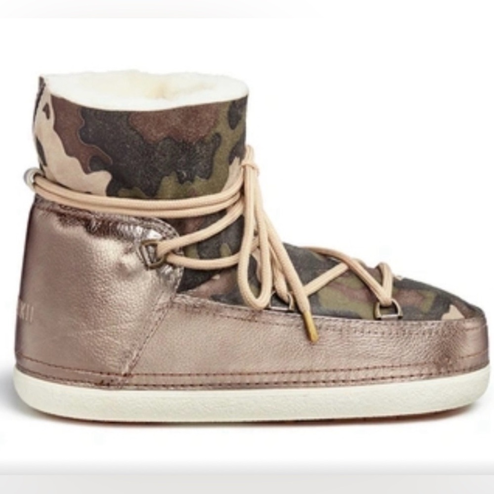 INUIKII Ankle Boots Lambskin In Silver,green CAMO 39